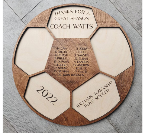 Soccer Team Coach's Plaque