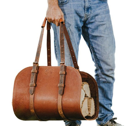 Buffalo Leather Log Carrier