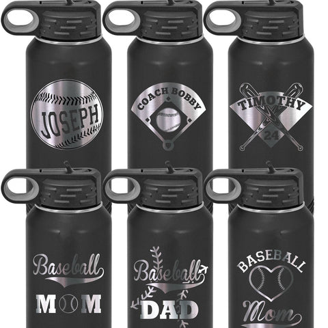 Baseball Stitch - Baseball - White Stainless Steel Water Bottle