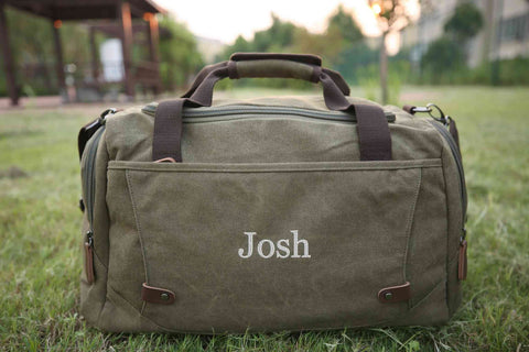 Personalized Vegan Leather Duffle Bag Monogrammed with Initials - Groovy  Guy Gifts