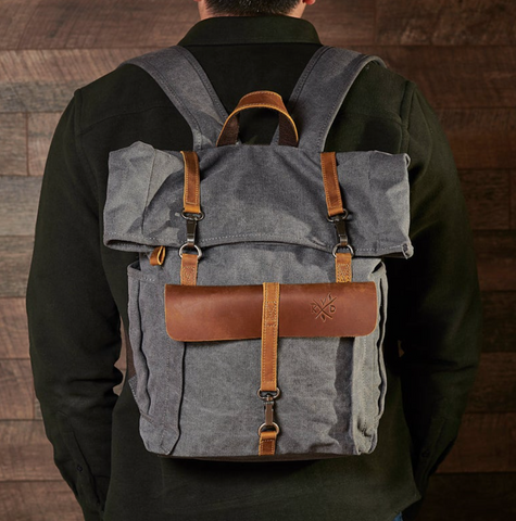 Outdoor Sport Vintage Canvas Military Backpack - Gray