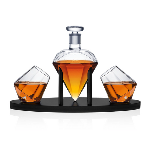 Amerigo Exclusive Whiskey Stones - Whiskey Glass Set + 8 Stainless Steel