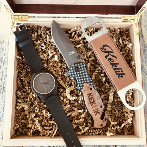 fathers day gift box with knife opener watch