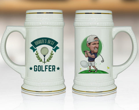 custom golf gift beer stein