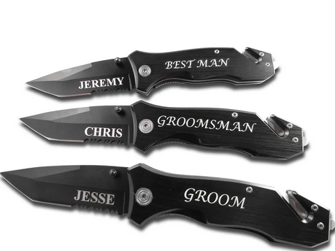 black engraved groomsmen gift knife