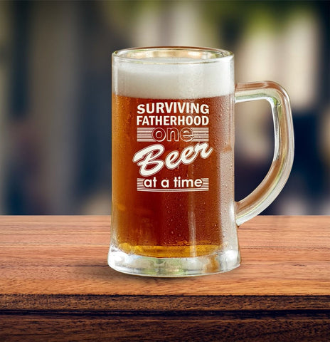 surviving fatherhood fathers day beer mug