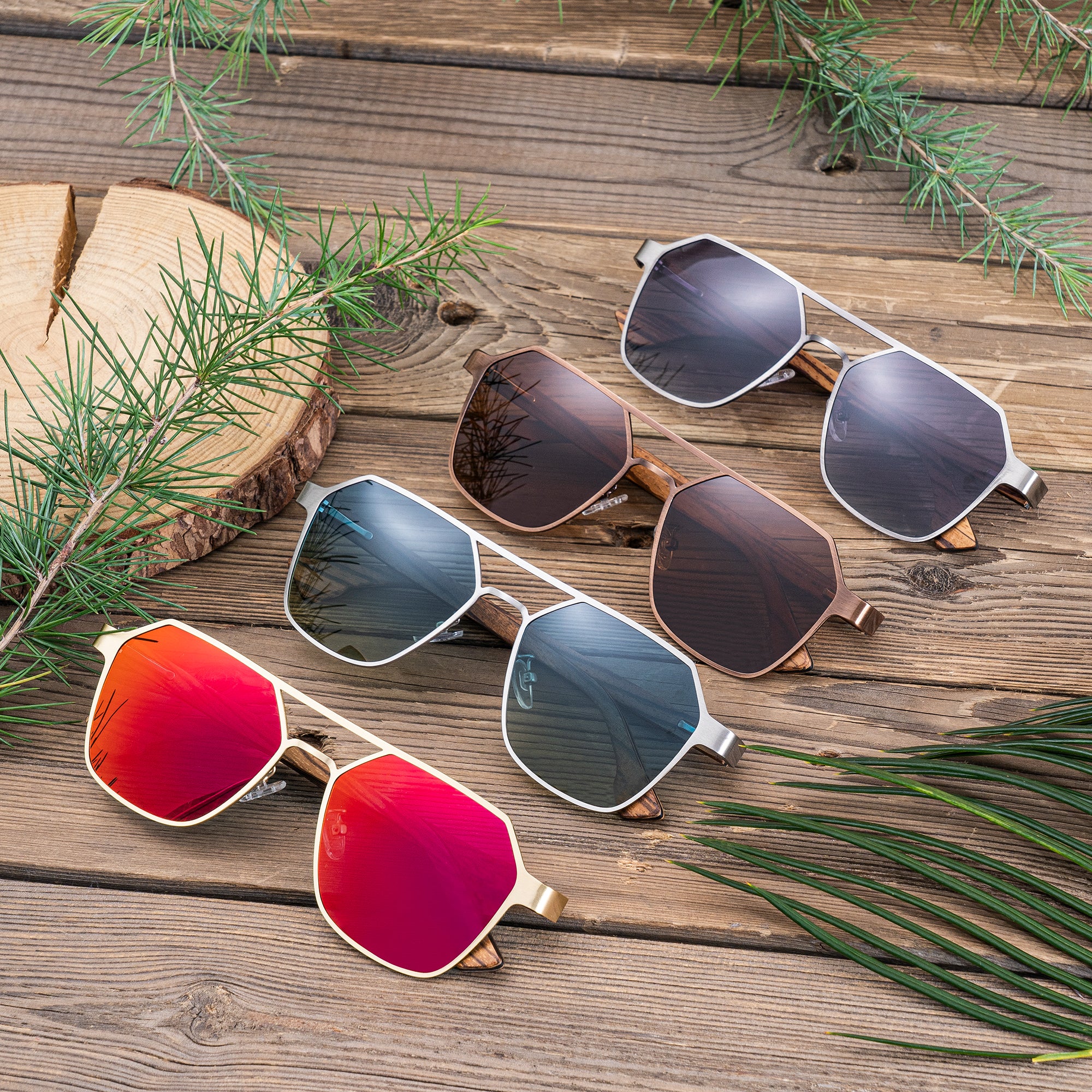 Natural Wooden Polarized Sunglasses Men Fashion Mirror Sun Eyewear