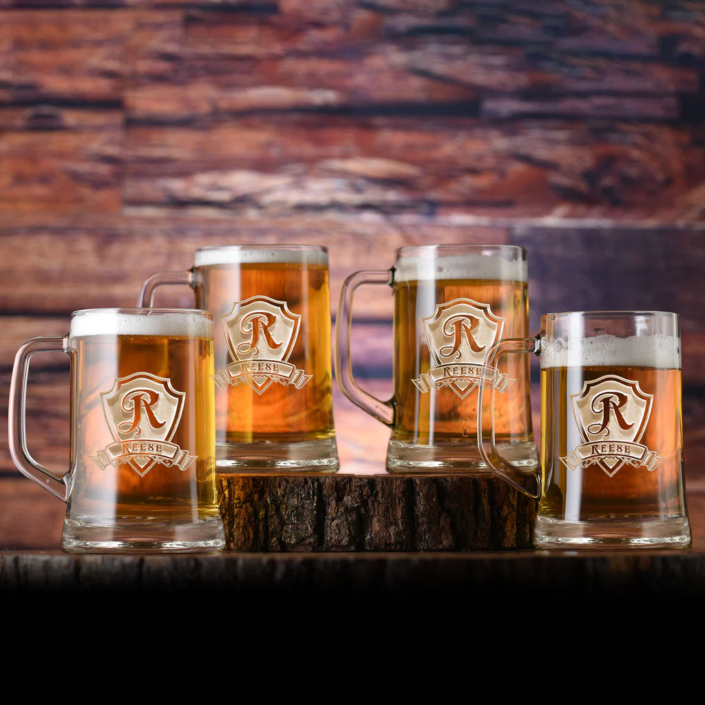 Engraved Beer Mug Set of 4