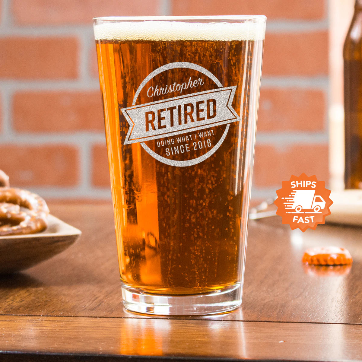 Retirement Pint Glass Design: RETIRED