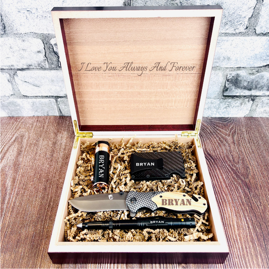 Custom Cufflinks, Tie Bar, and Money Clip Set with Personalized Box ...