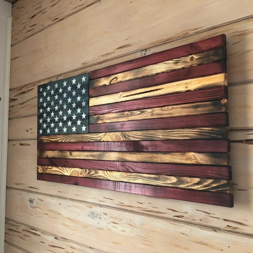 Rustic Wooden American Flag