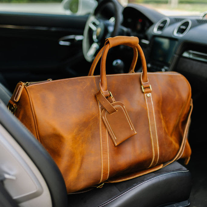 Mens Leather Duffle Travel Bag  Men Travel Bag Fashion Luxury