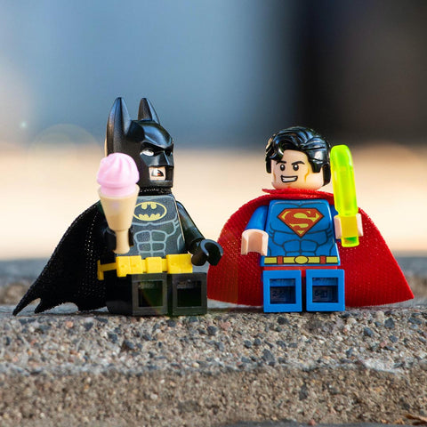 Batman and Superman Lego figurines