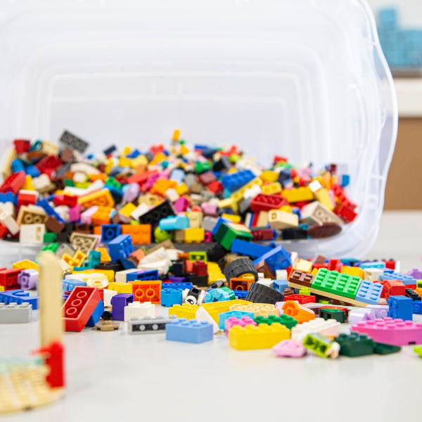 Bin with LEGO® bricks spilling out