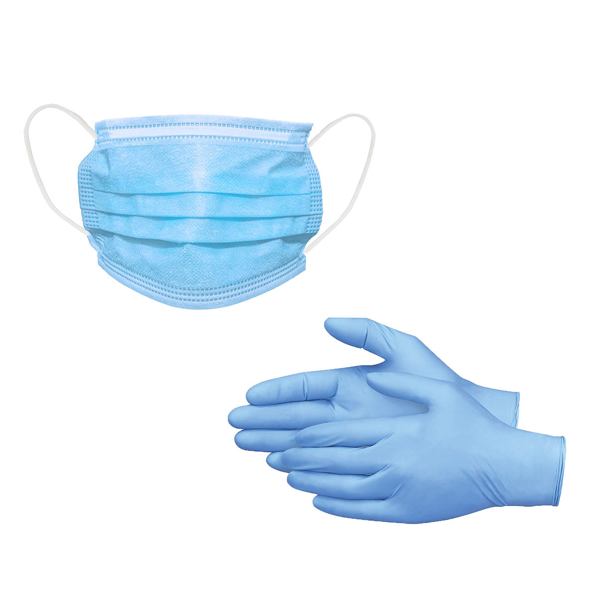 Nitrile Gloves + 50 Pack - 3 Ply Disposable Masks