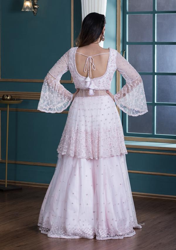 pink indo western gown