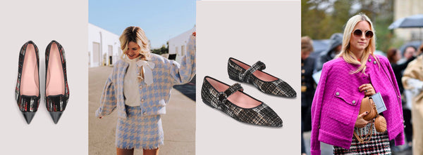 El revival del tweed - tendencia teed - trajes de tweed - ballerinas tweed 