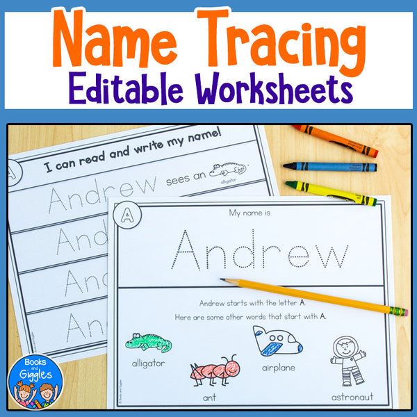 editable name tracing worksheets books and giggles