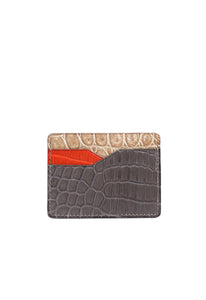 CARD HOLDER geometry - trio crocodile leather