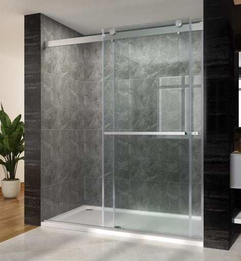 Cosmark Bypass Double Sliding Shower Door 60"x76" Brushed Chrome