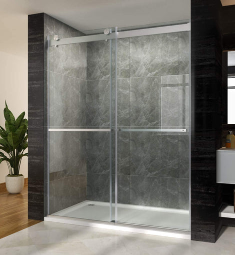 Cosmark Bypass Double Sliding Shower Door 60"x76" Brushed Brushed Nickel