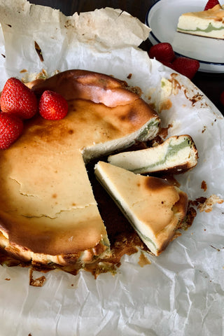 Basque Cheesecake with a Matcha Twist