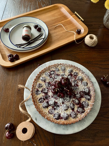 Fresh Cherry Tart in Vanilla Custard with Almond Crust