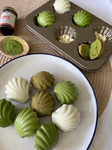 Brown Butter Matcha Madeleines