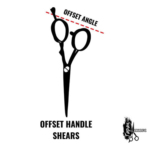 The example of the offset angle on ergonomic hairdressing shears