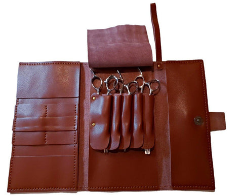 Brown leather premium scissor wallet