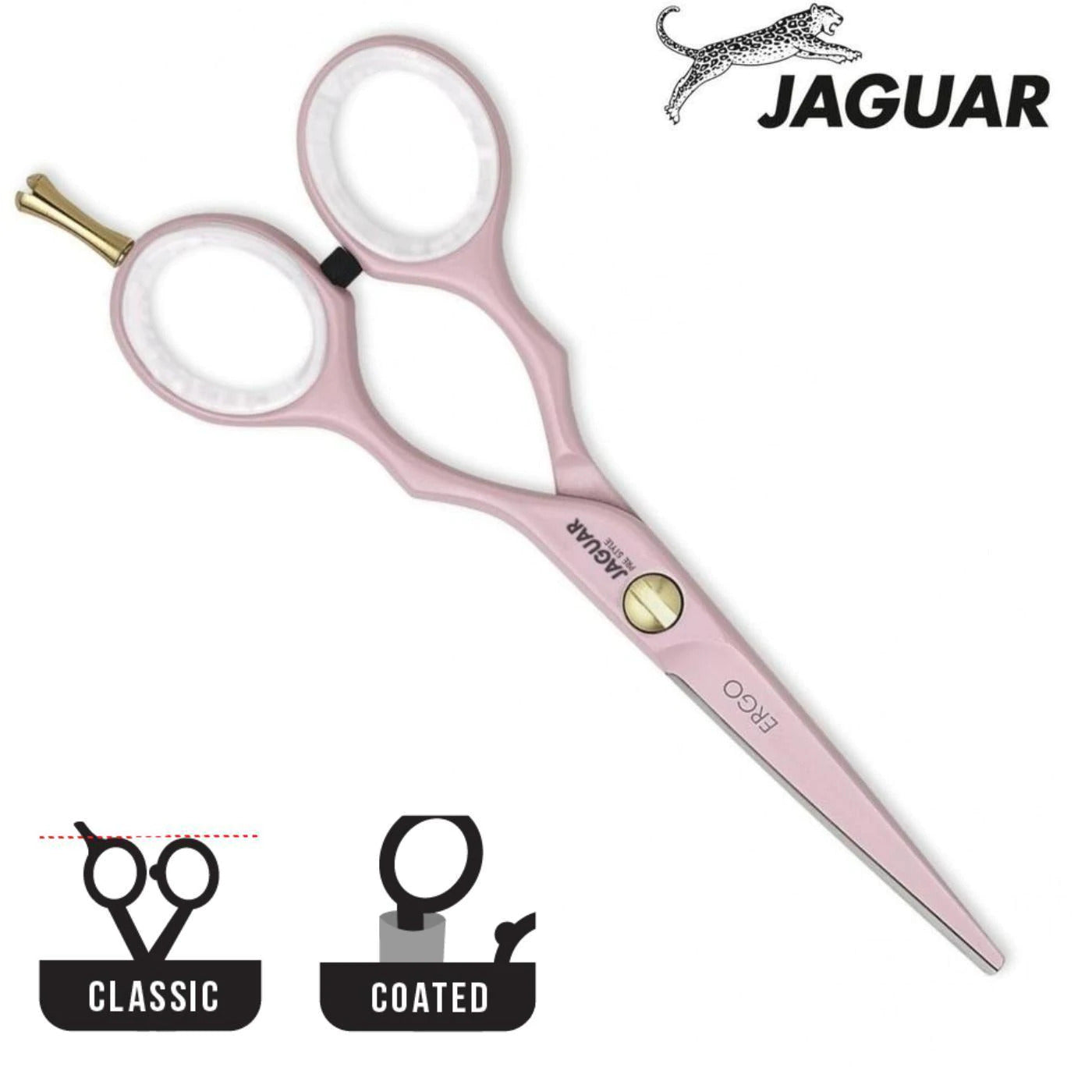 Ciseaux de coupe de cheveux Jaguar Pink Ergo Pre Style pour débutants