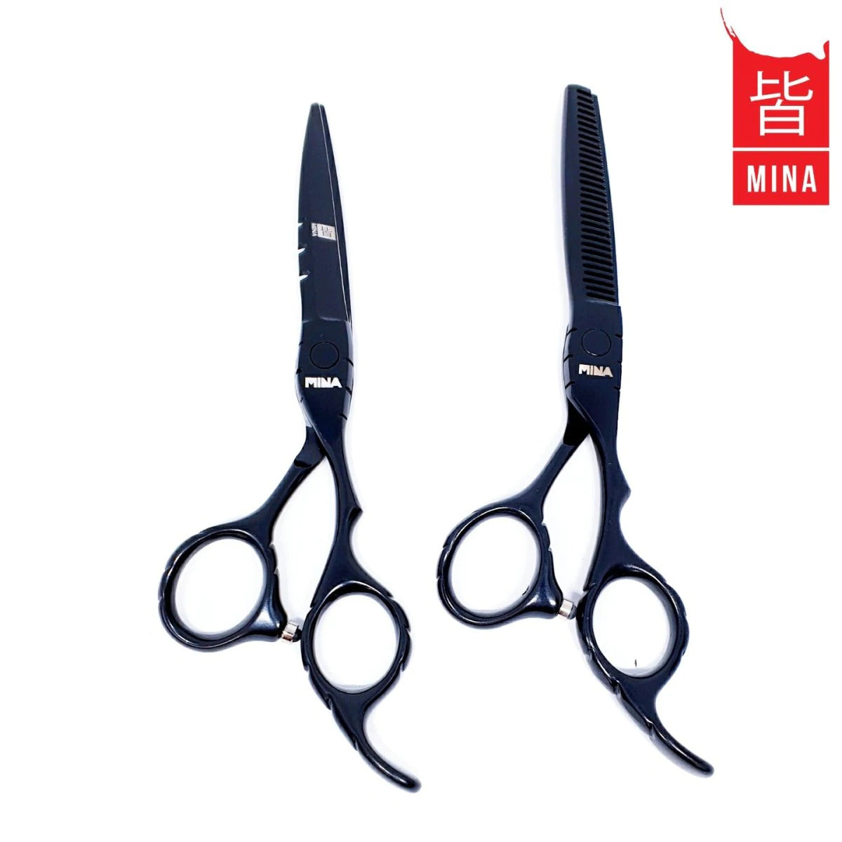 The Mina Matte Black hairdressing scissor 