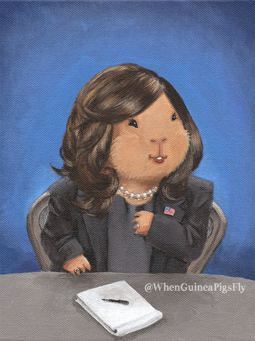 Kamala Harris guinea pig painting by When Guinea Pigs Fly - I'm Squeaking.