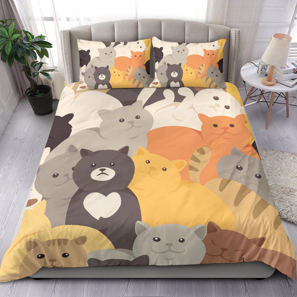 Stay positive with Cute Cartoon Cat Bedding Set - cat sheets queen –  Meowgicians™