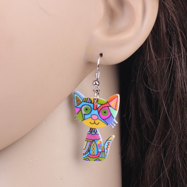 Hesroicy 1 Pair Pendant Earrings Sweet Personality Ear Decoration Funny  Cartoon Cat Girls Hook Earrings Jewelry Accessory 