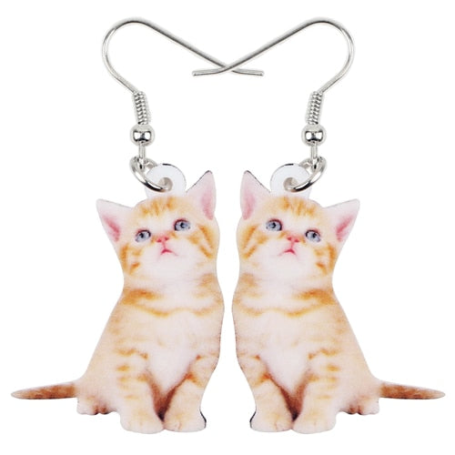 Hesroicy 1 Pair Pendant Earrings Sweet Personality Ear Decoration Funny  Cartoon Cat Girls Hook Earrings Jewelry Accessory 