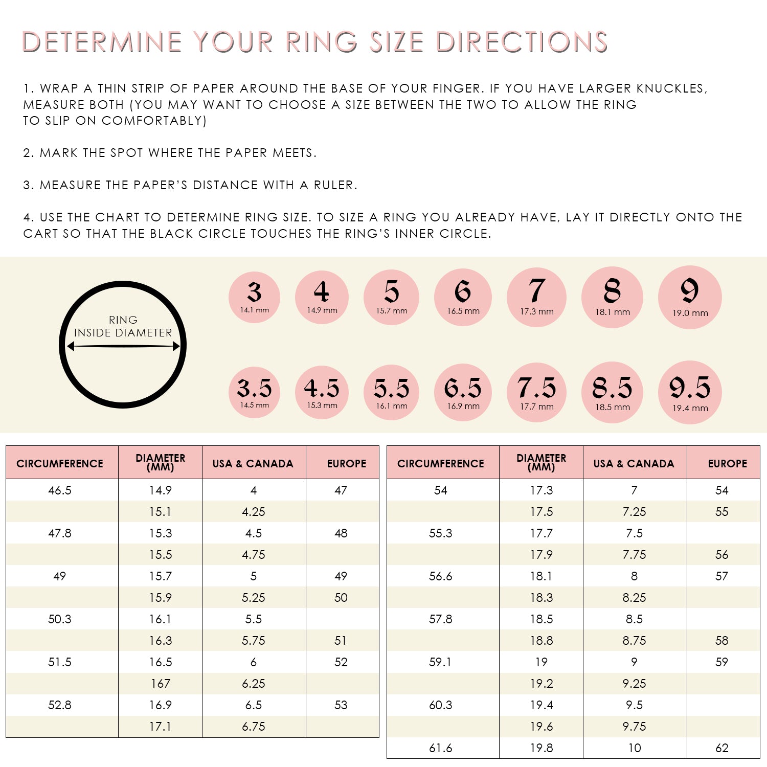 JEWELRY SIZE CHART – Culture and Klass Jewelry