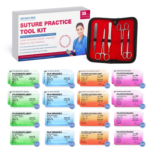 25 Pcs Suture Kit with Large Silicon Suture Pad