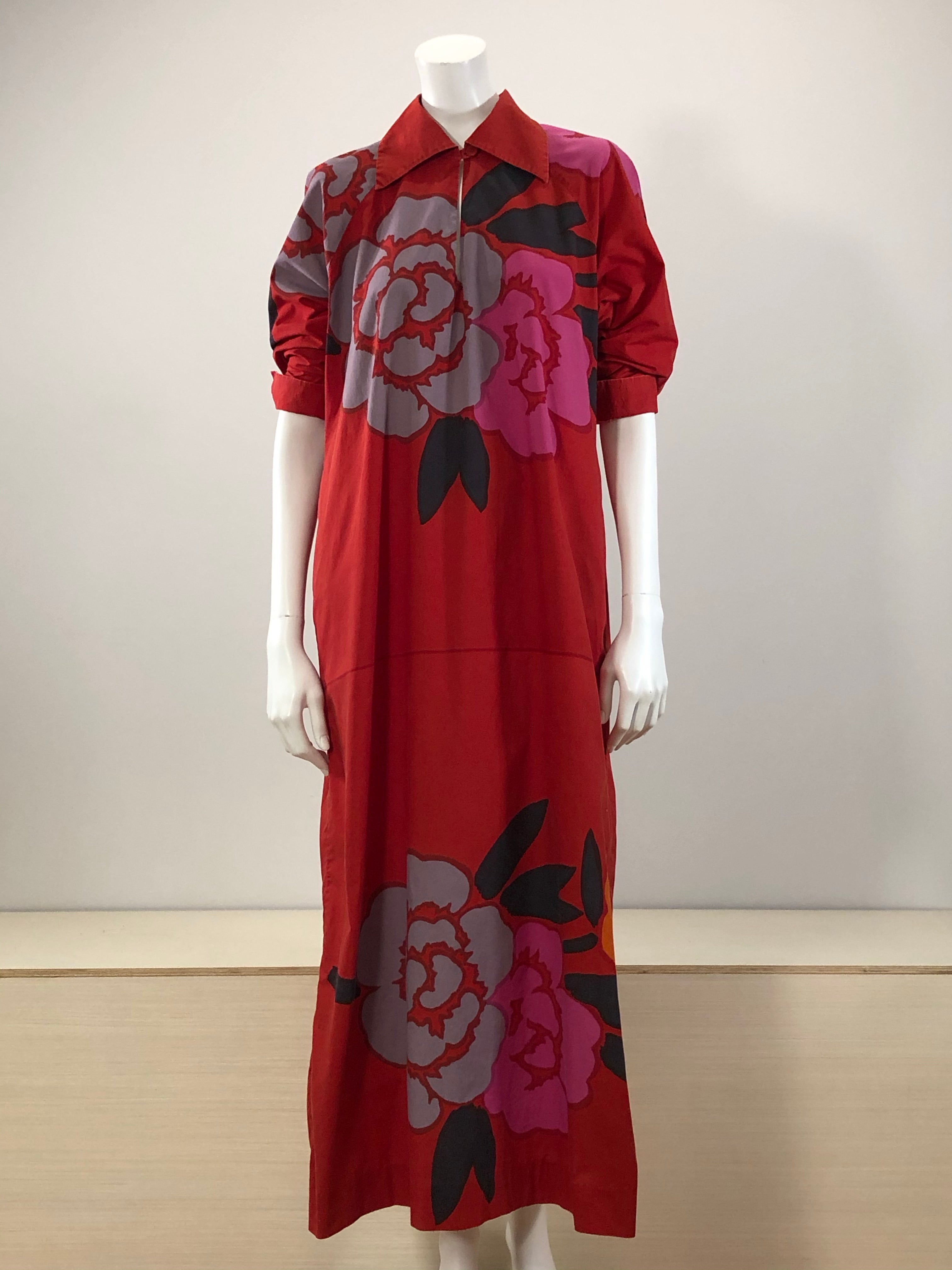 vintage Marimekko bold graphic print cotton maxi caftan dress 70s – hong  kong vintage