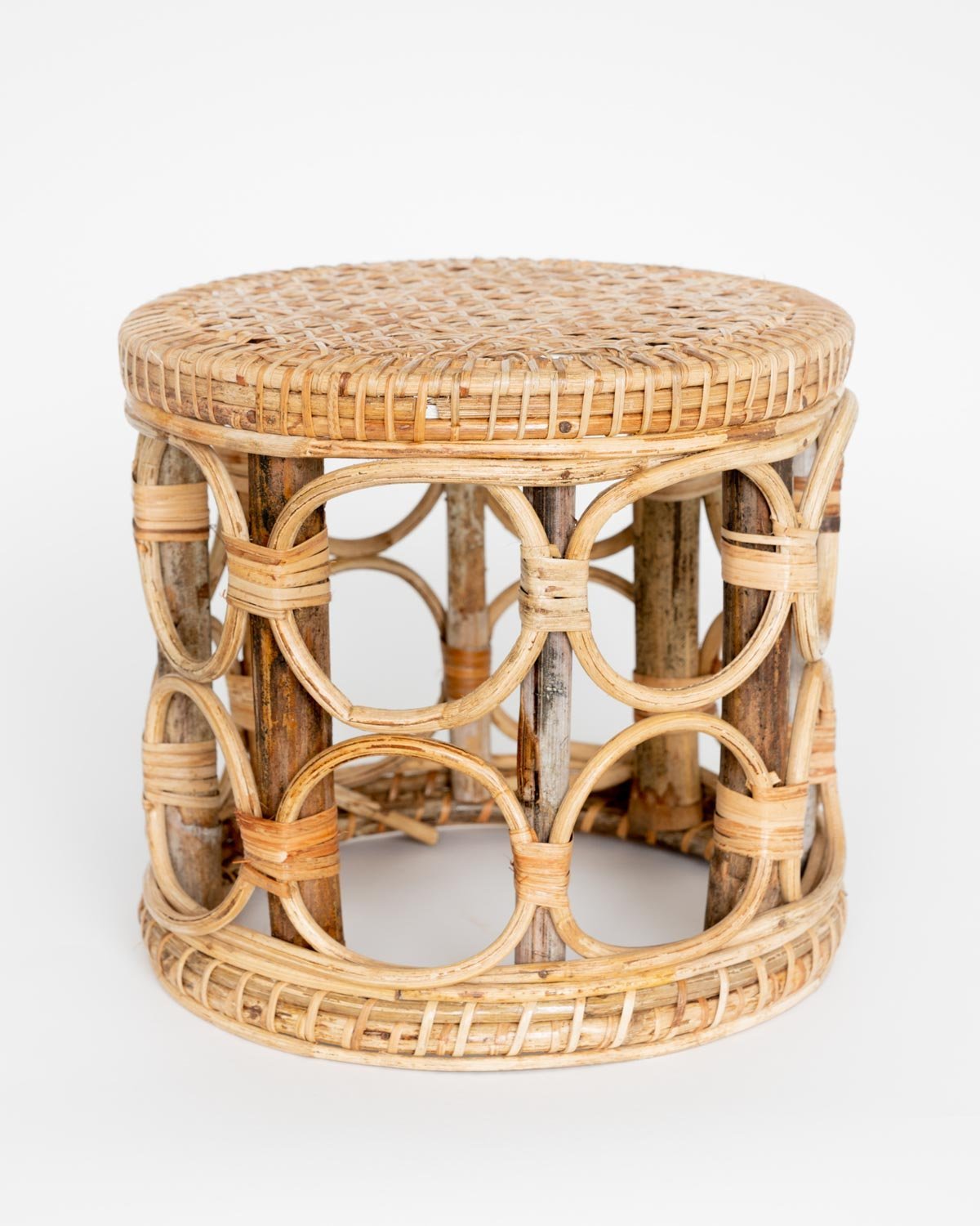 handmade rattan wicker stool side table
