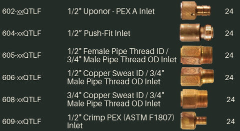 connection type for 600 series faucet