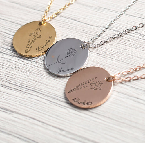 Personalised Sterling Silver Birth Flower Necklace | Lisa Angel