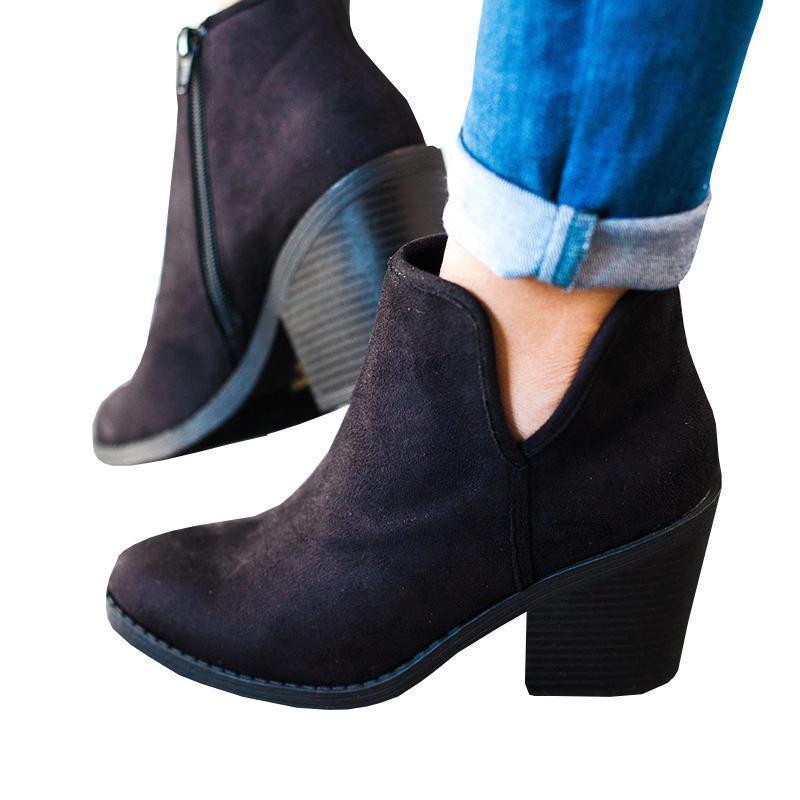 Yofootwear Suede Chunky Boots