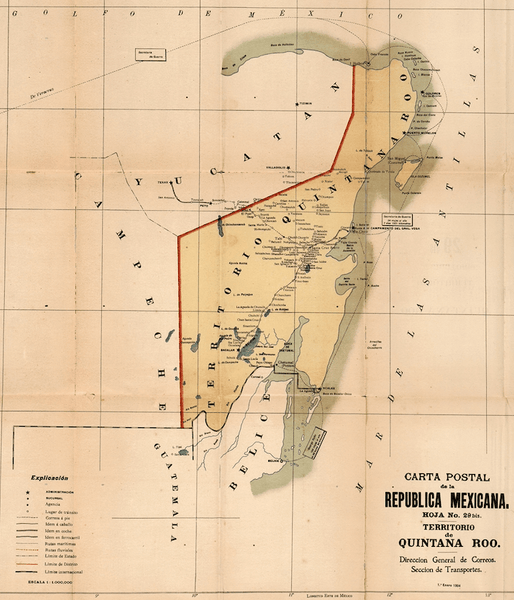 Mapa postal de Quintana Roo 1904 Mapoteca