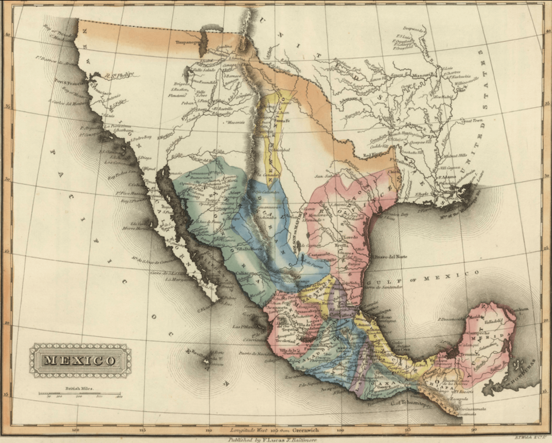 Mapa Antiguo De México 1823 Mapoteca 3622