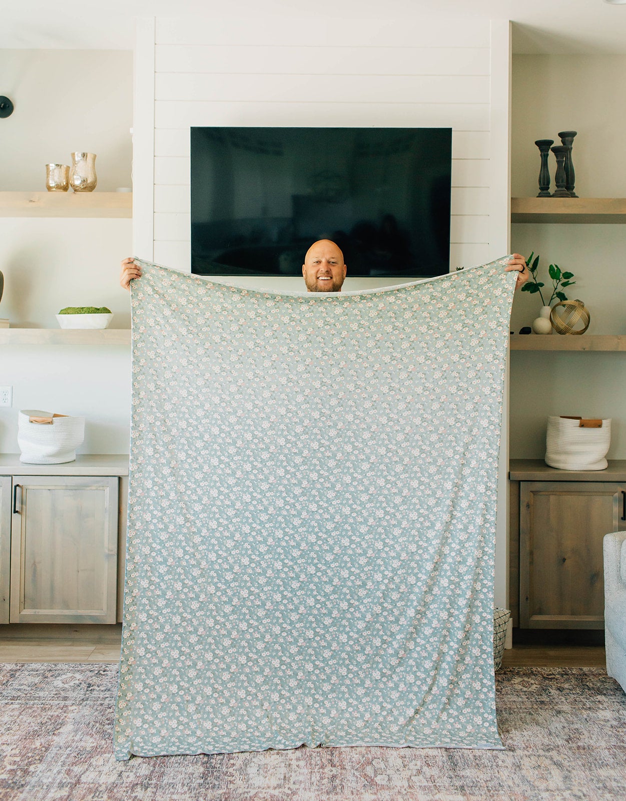 Adult Throw Blanket, Sage Floral