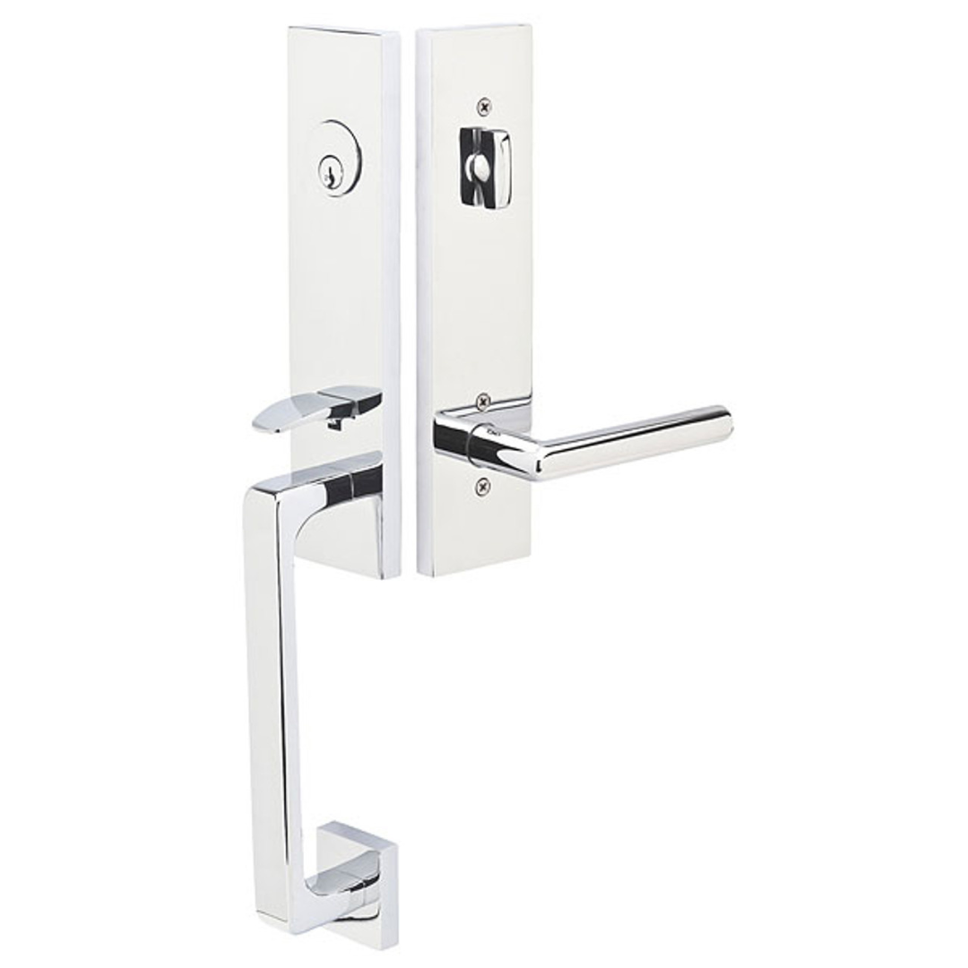 Emtek 4828 Davos Double Cylinder Entrance Handleset - Brass Tubular