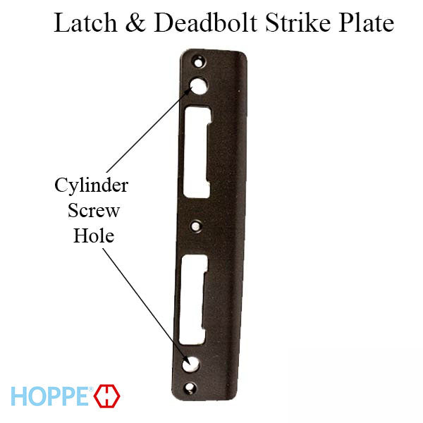 Latch & Deadbolt Strike Plate, 1.74 x 8.82 Curved Lip, 1-3/4 door - Rustic Umber