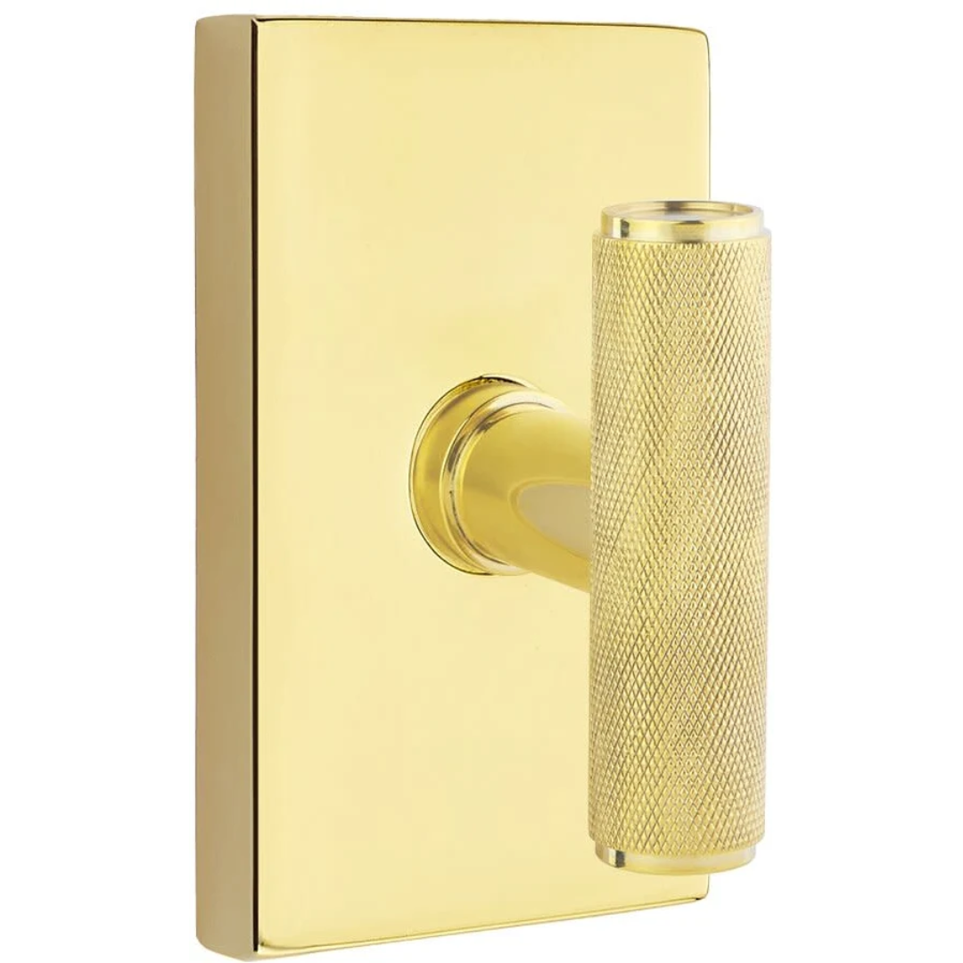 Emtek 5212 STUDIO BRASS - KNOBSETS With Modern Rectangular Rosette Privacy Set