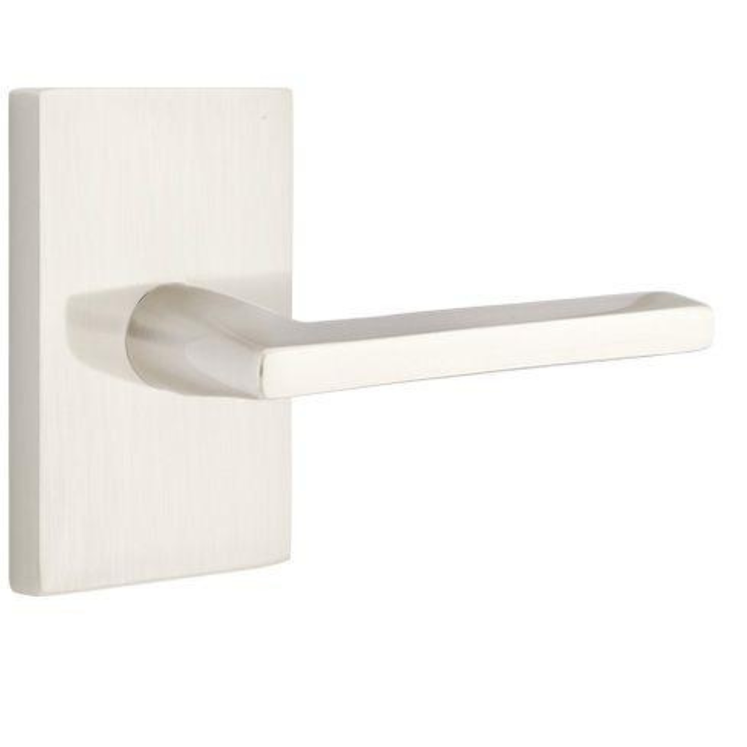 Emtek 5212 MODERN CLASSIC BRASS - LEVERSETS With Modern Rectangular Rosette Privacy Set